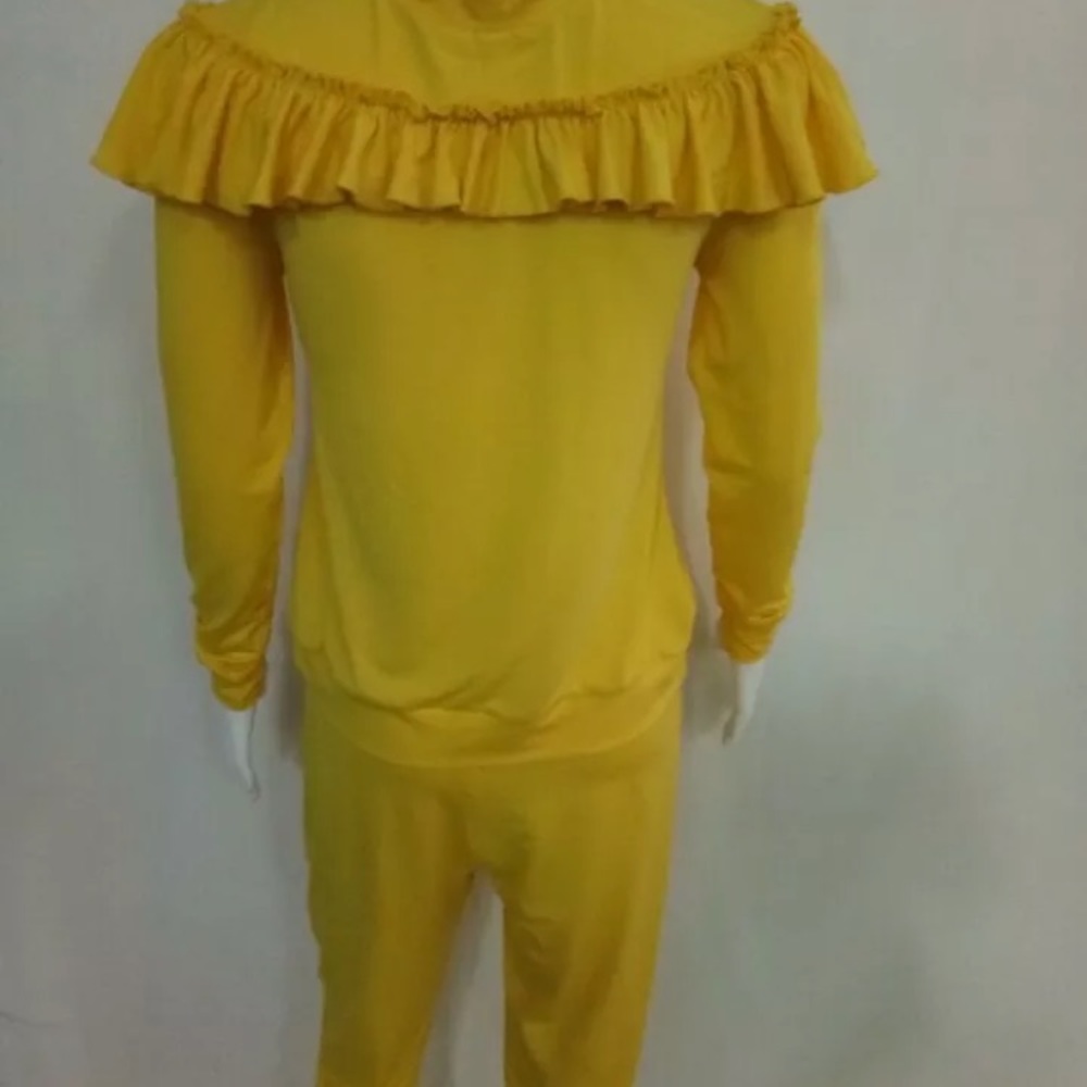 Yellow 2 piece ruffle  jumpsuit